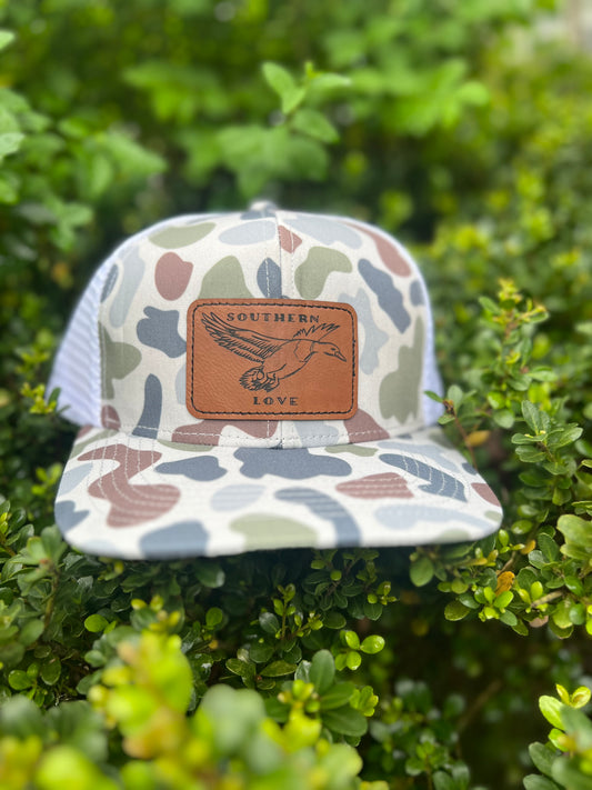 Brackish/White old school camo SnapBack